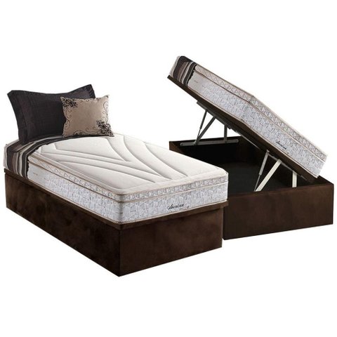 Cama Box Baú Solteiro: Colchão Molas Masterpocket Ensacadas Herval Maxspring American + Base Crc