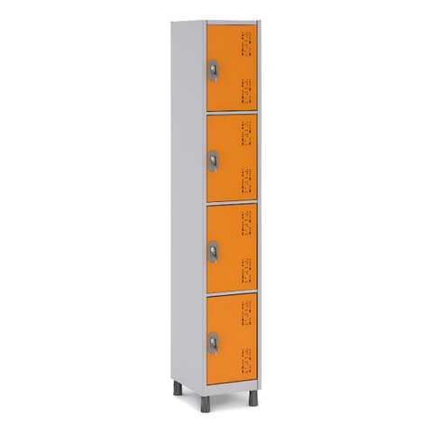 Armário de Aço 4 Portas para Vestiários e Academias Cor:laranja