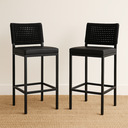 Ver imagem 1 de Banqueta Corda Nautica Preta Varada Sacada Sala Balcão Kit2 Pintura Epóxi