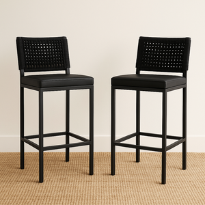 Banqueta Corda Nautica Preta Varada Sacada Sala Balcão Kit2 Pintura Epóxi