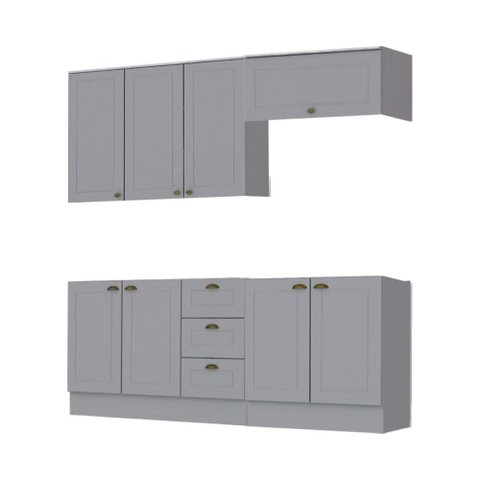 Cozinha Modulada Cooktop 4 Peças 8 Portas 3 Gavetas com Tampo Henn Americana