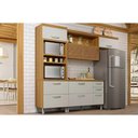 Ver imagem 1 de Cozinha Modulada Completa Princesa 3 Peças 1 Aéreo + Balcão + 1 Paneleiro C6p62 Freijó Off White