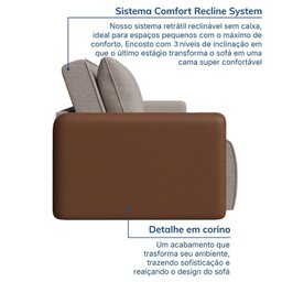 Sofá Cama Retrátil e Reclinável 3 Lugares 225cm Jequitibá CabeCasa MadeiraMadeira - 7
