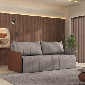 Sofá Cama Retrátil e Reclinável 3 Lugares 225cm Jequitibá CabeCasa MadeiraMadeira