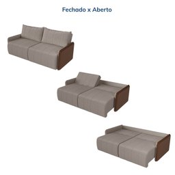 Sofá Cama Retrátil e Reclinável 3 Lugares 225cm Jequitibá CabeCasa MadeiraMadeira - 4