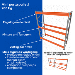 Mini Porta Pallet Prateleira Reguláveis 800 Kg Total Porta Paletes Inicial - 2
