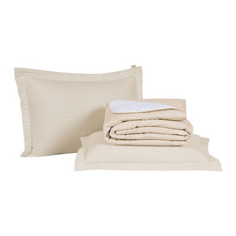 Kit Cobre Leito + Jogo de Cama Premier Queen 7 Peças Hipercal 200 Fios 80% Algodão, 20% Poliéster