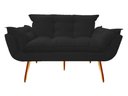 Ver imagem 2 de Kit Namoradeira +1 Puff Puf Decorativo Opala Suede Preto Pés Madeira Ms Decor