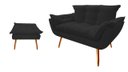 Ver imagem 1 de Kit Namoradeira +1 Puff Puf Decorativo Opala Suede Preto Pés Madeira Ms Decor