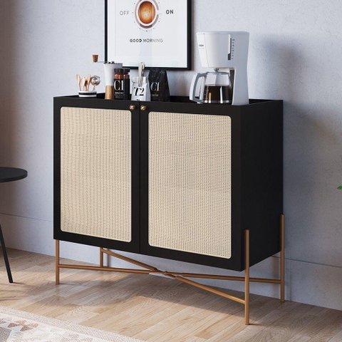 Balcão Aparador Buffet Cantinho do Café Pé Metal Arlo A10 Nero-dourado - Mpozenato