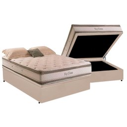 Cama Box Baú Casal com Colchão Herval Big Class Molas Conforclass 138x188x75cm Ms:suede Bege - 1