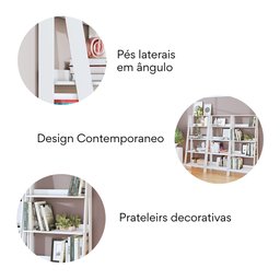 Estante para Livros Escada 140cmx61cm 4 Prateleiras Tok Yescasa - 3