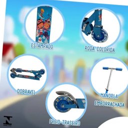 Patinete Infantil 2 Rodas Luzes Dobravel Meninas Scooter Goal Kids Patinete 2 rodas Azul - 2