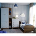 Ver imagem 1 de Quarto Infantil com Guarda Roupa com Prateleira Cômoda e Mini Cama 100% MDF Pega-Pega