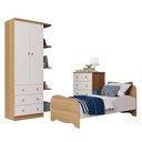 Ver imagem 2 de Quarto Infantil com Guarda Roupa com Prateleira Cômoda e Mini Cama 100% MDF Pega-Pega