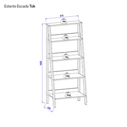 Estante para Livros Escada 140cmx61cm 4 Prateleiras Tok Yescasa - 11