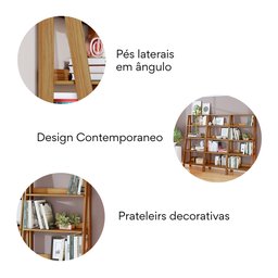 Estante para Livros Escada 140cmx61cm 4 Prateleiras Tok Yescasa - 3