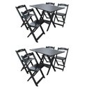 Ver imagem 1 de Kit 2 Conjuntos Mesa Dobrável Madeira 110x70 com 4 Cadeiras Personalizada Hei Preta - Tarimatã