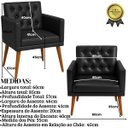 Ver imagem 2 de Poltrona Decorativa Tecido Corano para Sala de Espera Comercial Base Fixa Pés em Madeira Natural