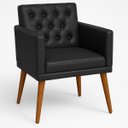 Ver imagem 1 de Poltrona Decorativa Tecido Corano para Sala de Espera Comercial Base Fixa Pés em Madeira Natural