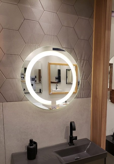 Espelho jateado Redondo 60cm com LED frio TOUCH