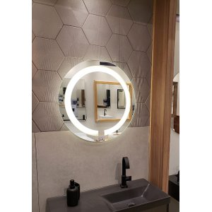 Espelho jateado Redondo 60cm com LED frio TOUCH