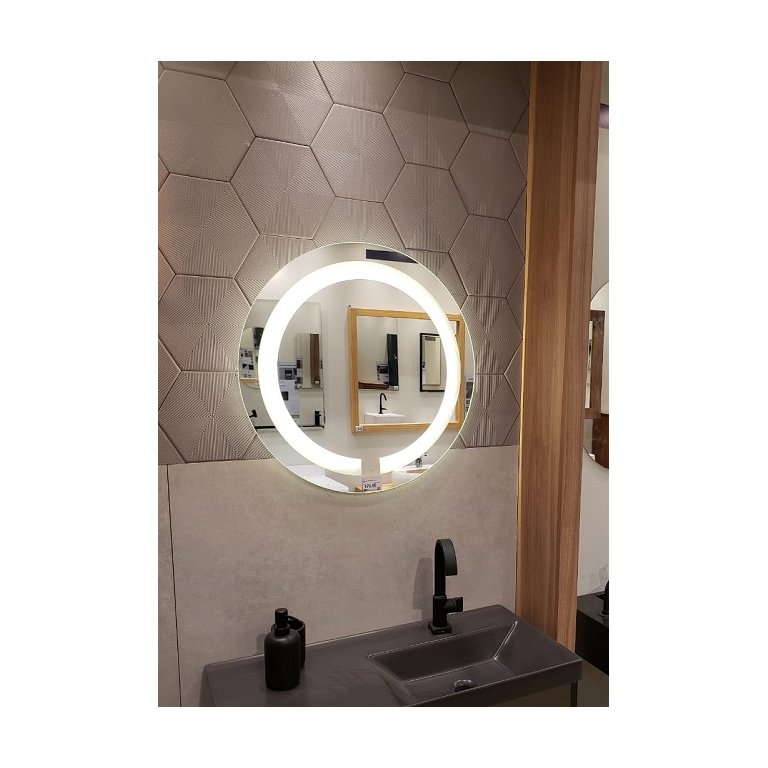 Espelho jateado Redondo 60cm com LED frio TOUCH