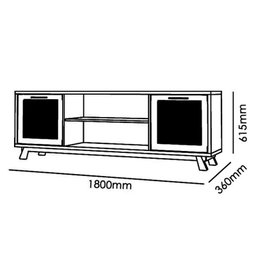 Sala de Estar Arcade Ripado Rack Bancada 1.8, Cristaleira e Buffet Cinamomo Mel/Off White - PR Móvei - 5 Sala de Estar Arcade Ripado Rack Bancada 1.8, Cristaleira e Buffet Cinamomo Mel/Off White - PR Móvei - 5
