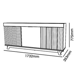 Sala de Estar Arcade Ripado Rack Bancada 1.8, Cristaleira e Buffet Cinamomo Mel/Off White - PR Móvei - 7 Sala de Estar Arcade Ripado Rack Bancada 1.8, Cristaleira e Buffet Cinamomo Mel/Off White - PR Móvei - 7