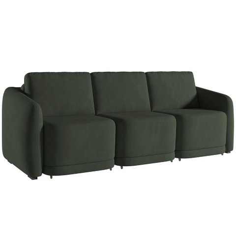 Sofá Cama para Sala de Estar 4 Lugares 336cm Montserrat K01 Veludo Verde - Lyam Decor