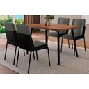 Ver imagem 1 de Conjunto: Mesa de Cozinha Stellar 1598 Aço C/ Tampo Madeirado 120x80cm e 4 Cadeiras Hug Preto/nogal