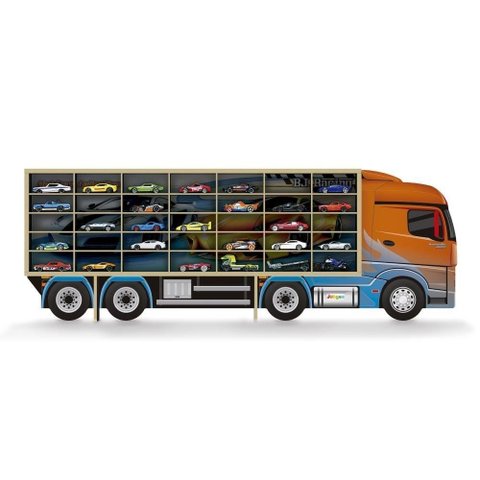 Estante Porta Carrinhos 35 Miniaturas MDF Caminhao Organizador Expositor Colecionador Quarto Parede