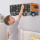 Ver imagem 7 de Estante Porta Carrinhos 35 Miniaturas MDF Caminhao Organizador Expositor Colecionador Quarto Parede