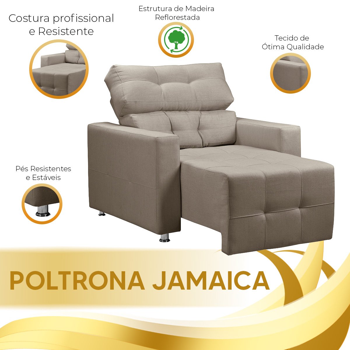 Sofá Poltrona Retrátil Reclinável Jamaica Linho - Vs Decor - 8