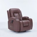 Ver imagem 3 de Cadeira com Massagem Poltrona do Papai Giratória Reclinável Manual Austin Aquecimento PU Marrom Choc
