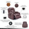 Cadeira com Massagem Poltrona do Papai Giratória Reclinável Manual Austin Aquecimento Pu Marrom Choc - 3