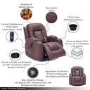 Ver imagem 3 de Cadeira com Massagem Poltrona do Papai Giratória Reclinável Manual Austin Aquecimento Pu Marrom Choc