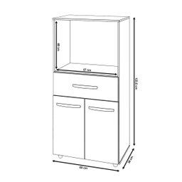 Multiuso Armário Laura com Nicho para Forno Elétrico e Microondas com Gaveta e 2 Portas Mobília Deco - 6