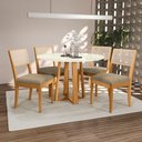 Ver imagem 2 de Conjunto Sala de Jantar Madeira Maciça 4 Cadeiras Fendi/bege