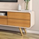 Ver imagem 4 de Estante Home Theater Nobre Off White/cinamomo para Tv até 85” - Hb Móveis