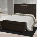 Ver imagem 2 de Kit de Cabeceira de Cama Box e Calçadeira Baú Helena Queen 160 Cm Retro Capitonê Suede Marrom Eli Mó