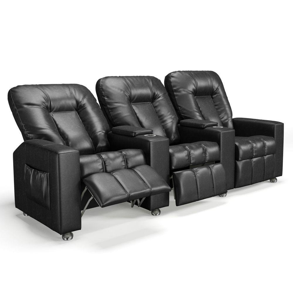 Poltrona Reclinável para Cinema 3 Lugares Praddo Fh9 Pu Preto Mpozenato ...
