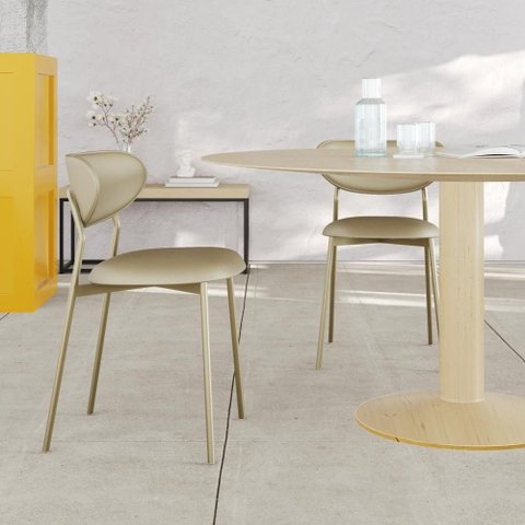 Conjunto de 6 Cadeiras de Jantar Abby Courino Bege Compace