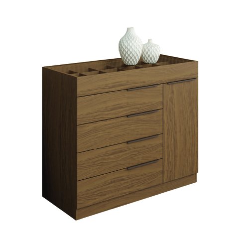 Cômoda 5 Gavetas com Porta Joias Organizador Tampo de Vidro Sevilha Aramóveis