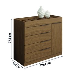 Cômoda 5 Gavetas com Porta Joias Organizador Tampo de Vidro Sevilha Aramóveis - 4