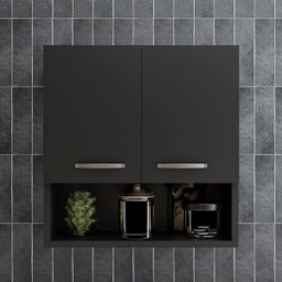 Armário para Toalhas com Nicho Multiuso Compacto Preto - 1