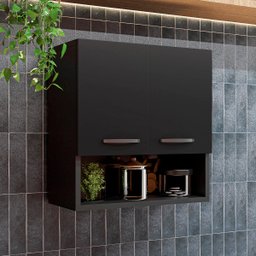 Armário para Toalhas com Nicho Multiuso Compacto Preto - 2