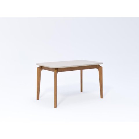 Conjunto de Jantar Mesa Ficus 1,30x0,80 com 4 Cadeiras Buriti Suporta até 120 kg - Madeira/Offwhite