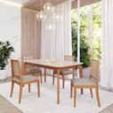 Ver imagem 2 de Conjunto de Jantar Mesa Ficus 1,30x0,80 com 4 Cadeiras Buriti Suporta até 120 kg - Madeira/Offwhite
