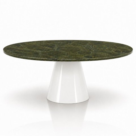 Mesa de Jantar Cone Oval 137x90 cm Tampo Mármore Vitória Régia Base Laca Branca